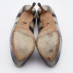 Pre Owned Sergio Rossi Multicolor Watersnake Leather Peep Toe Pumps Size 39