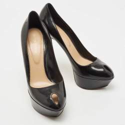 Pre Owned Sergio Rossi Black Patent Leather Cachet Pumps Size 39