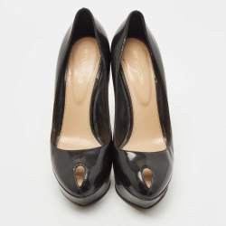 Pre Owned Sergio Rossi Black Patent Leather Cachet Pumps Size 39