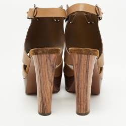 Pre Owned Sergio Rossi Brown Leather Ankle Strap Sandals Size 38