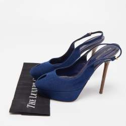 Pre Owned Sergio Rossi Blue Fabric Slingback  Pumps Size 40.5