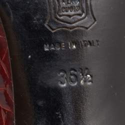 Pre Owned Sergio Rossi Burgundy Croc Embossed Patent Leather Pumps Size 36.5