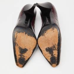 Pre Owned Sergio Rossi Burgundy Croc Embossed Patent Leather Pumps Size 36.5