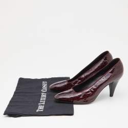 Pre Owned Sergio Rossi Burgundy Croc Embossed Patent Leather Pumps Size 36.5