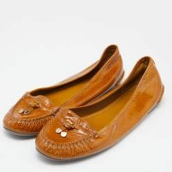 Sergio Rossi Brown Patent Leather Ballet Flats Size 40