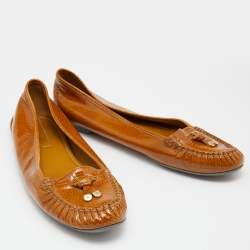 Sergio Rossi Brown Patent Leather Ballet Flats Size 40