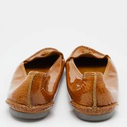 Sergio Rossi Brown Patent Leather Ballet Flats Size 40