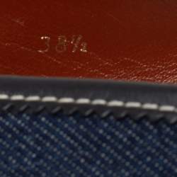 Pre Owned Sergio Rossi Blue Denim Bow Espadrille Ballet Flats Size 38.5