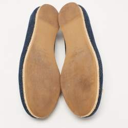 Pre Owned Sergio Rossi Blue Denim Bow Espadrille Ballet Flats Size 38.5