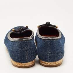 Pre Owned Sergio Rossi Blue Denim Bow Espadrille Ballet Flats Size 38.5
