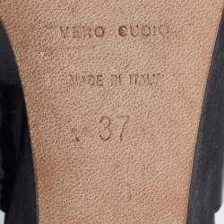 Pre Owned Sergio Rossi Black Patent Leather Wedge Sandals Size 37