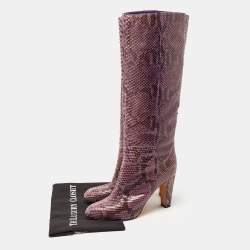 Sergio Rossi Purple Python Knee Length Boots Size 41