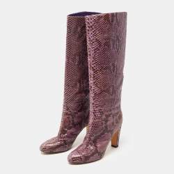 Sergio Rossi Purple Python Knee Length Boots Size 41