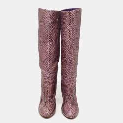 Sergio Rossi Purple Python Knee Length Boots Size 41