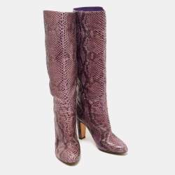 Sergio Rossi Purple Python Knee Length Boots Size 41