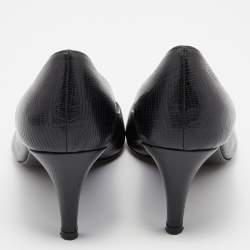 مملوكة مسبقًا Sergio Rossi Black lizard Embossed Leather Round Toe Pumps Size 40