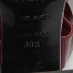 Pre Owned Sergio Rossi Burgundy Leather Cross Ankle Strap Pumps Size 38.5