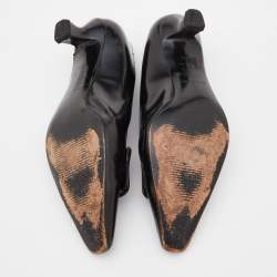 Pre Owned Sergio Rossi Black Leather Buckle Pumps Size 39.5