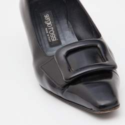 Pre Owned Sergio Rossi Black Leather Buckle Pumps Size 39.5