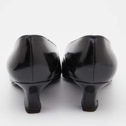 Pre Owned Sergio Rossi Black Leather Buckle Pumps Size 39.5