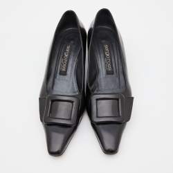 Pre Owned Sergio Rossi Black Leather Buckle Pumps Size 39.5