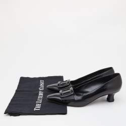 Pre Owned Sergio Rossi Black Leather Buckle Pumps Size 39.5