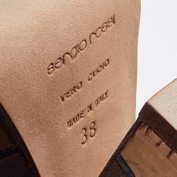 مملوكة مسبقًا صندل سيرجيو روسي جلد مجدول متعدد الألوان كعب روكي رباط علوي مقاس 37