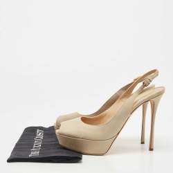 Sergio Rossi Light Grey Suede Platform Slingback Sandals Size 39.5