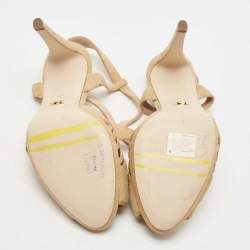 Pre Owned Sergio Rossi Beige Suede Cut Out Sandals Size 39