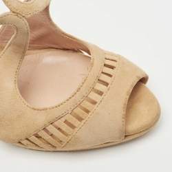 Pre Owned Sergio Rossi Beige Suede Cut Out Sandals Size 39