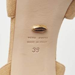 Pre Owned Sergio Rossi Beige Suede Cut Out Sandals Size 39