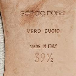 Pre Owned Sergio Rossi White/Black Canvas Embroidered Smoking Slippers Size 39.5