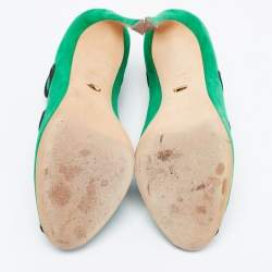 Pre Owned Sergio Rossi Green Suede Cut Out Pumps Size 38.5