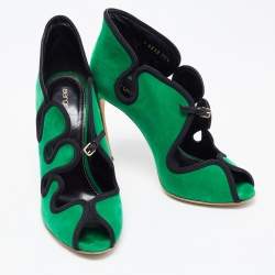 Pre Owned Sergio Rossi Green Suede Cut Out Pumps Size 38.5