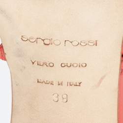 Pre Owned Sergio Rossi Coral/Green Patent Leather Strappy Sandals Size 39