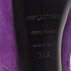 Pre Owned Sergio Rossi Purple Suede Ankle Boots Size 39.5