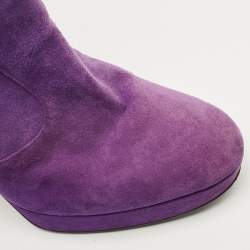 Pre Owned Sergio Rossi Purple Suede Ankle Boots Size 39.5