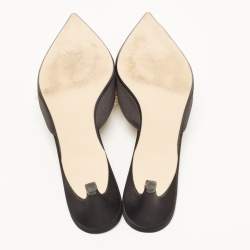 Pre Owned Sergio Rossi x Rosie Assoulin Black Satin Pearl Embellished Mules Size 39.5