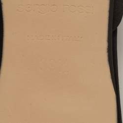 Pre Owned Sergio Rossi x Rosie Assoulin Black Satin Pearl Embellished Mules Size 39.5