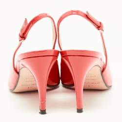 مملوكة مسبقًا Sergio Rossi Coral Pink Patent Leather SR1 Slingback Pumps Size 37.5
