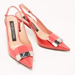مملوكة مسبقًا Sergio Rossi Coral Pink Patent Leather SR1 Slingback Pumps Size 37.5