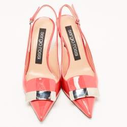 مملوكة مسبقًا Sergio Rossi Coral Pink Patent Leather SR1 Slingback Pumps Size 37.5