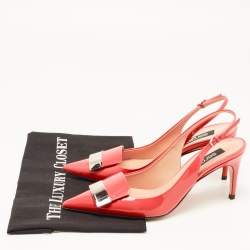 مملوكة مسبقًا Sergio Rossi Coral Pink Patent Leather SR1 Slingback Pumps Size 37.5