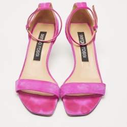 مملوكة مسبقًا Sergio Rossi Pink Suede Ankle Strap Sandals Size 41