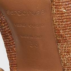 Pre Owned Sergio Rossi Gold Sequin Open Toe Pumps Size 36