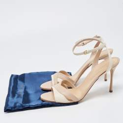 مملوكة مسبقًا Sergio Rossi Two Tone Leather Ankle Strap Sandals Size 40.5