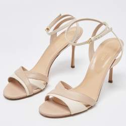مملوكة مسبقًا Sergio Rossi Two Tone Leather Ankle Strap Sandals Size 40.5