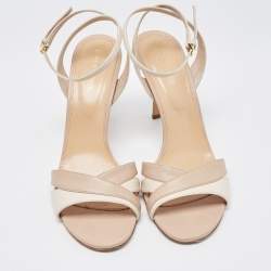 مملوكة مسبقًا Sergio Rossi Two Tone Leather Ankle Strap Sandals Size 40.5