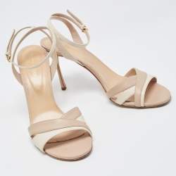 مملوكة مسبقًا Sergio Rossi Two Tone Leather Ankle Strap Sandals Size 40.5