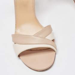 مملوكة مسبقًا Sergio Rossi Two Tone Leather Ankle Strap Sandals Size 40.5